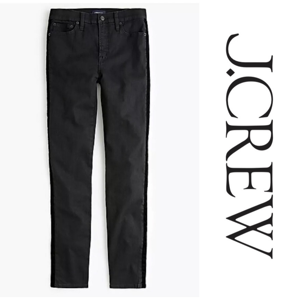 Pre Loved J Crew Toothpick Black With Velvet Stripe K3385 28 Petite Stretch Cttn